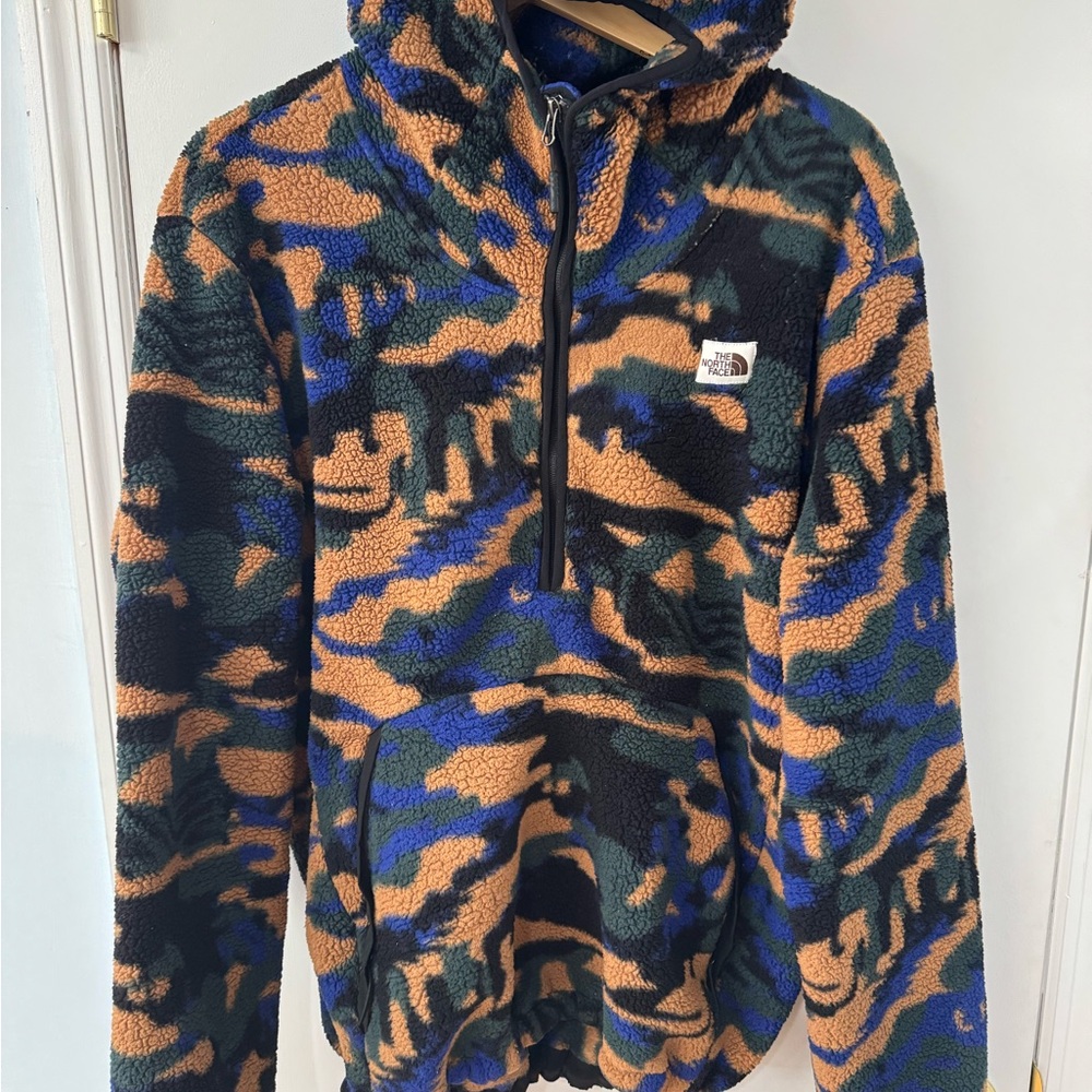 The North Face Men's Zip Up Sweater - Blue, Black, and Brown